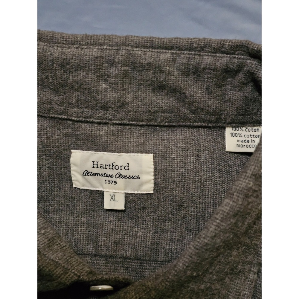 Hartford Alternative Classics Cotton Flannel Shirt Mens Gray LS Button Up XL - Picture 3 of 6